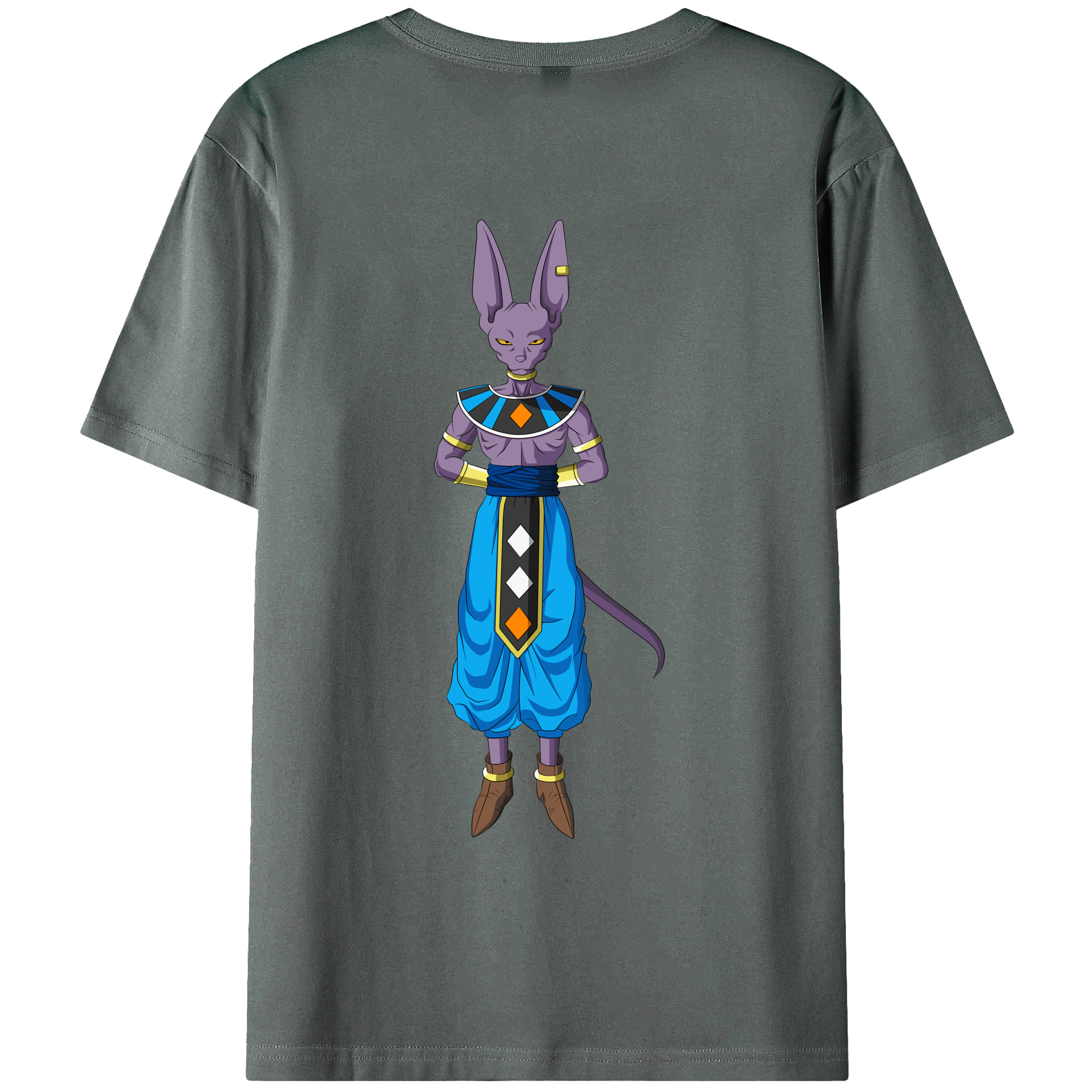 （画像用） ドラゴンボール ビルス 破壊神ビルス DRAGON BALL Beerus Birusu 綿100％ メンズ半袖Tシャツ（バックプリント） 通気性